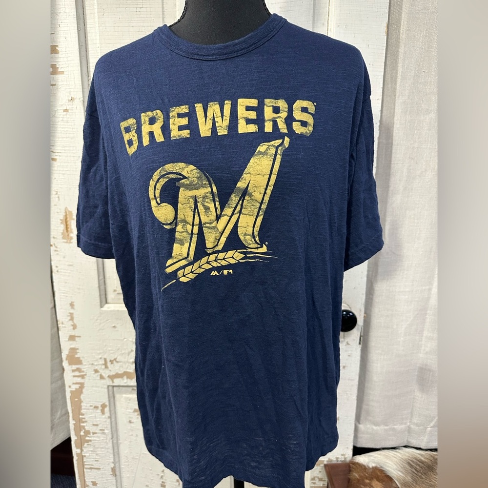 Majestic Blue and Gold Brewers Men's Shirt